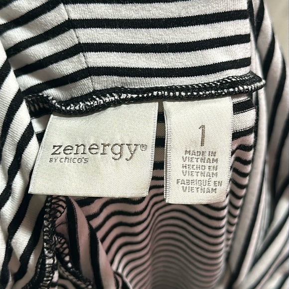 ZENERGY BY CHICO’S Sleeveless Black/White stripe Cowl Neck Maxi Dress Size 1 - Picture 7 of 7